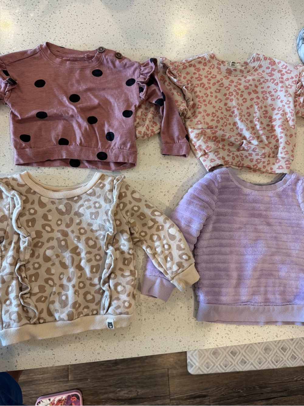 Girls' Purple & Pink Long-Sleeve Tops - Set of 4